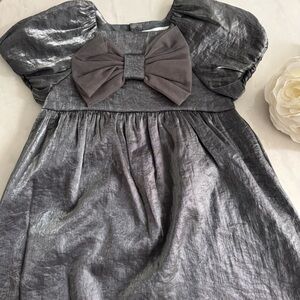 Zara girl gray bow dress NWT size 5-6 years